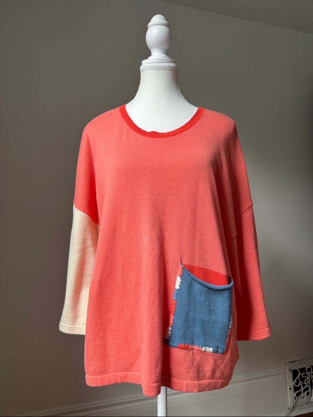 ZAKET & PLOVER‎ Colourful Cotton Contrast Pocket Lightweight Boho Sweater Small